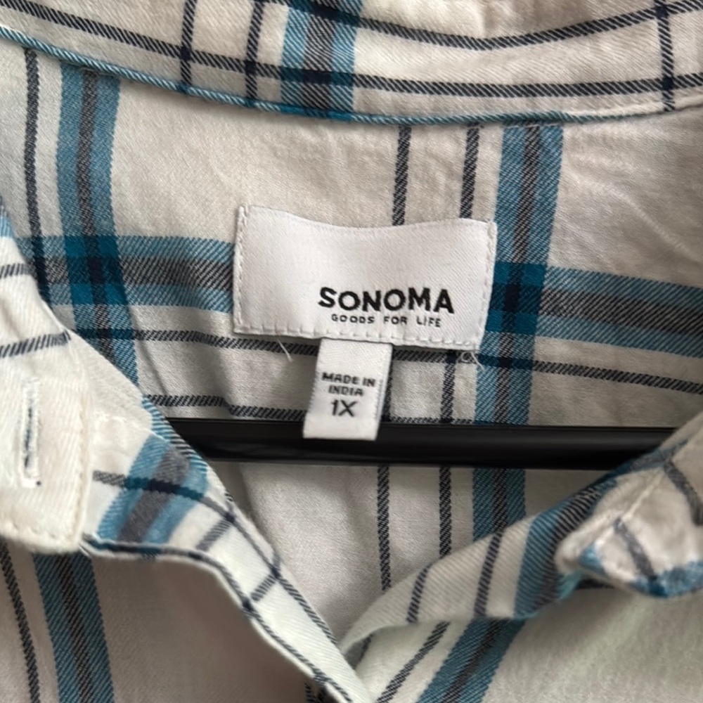 Women’s Blue Plaid Shirt 1X - Picture 3 of 5